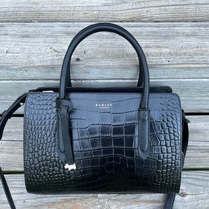 Radley Liverpool Street Croc Satchel Black Embossed Purse New